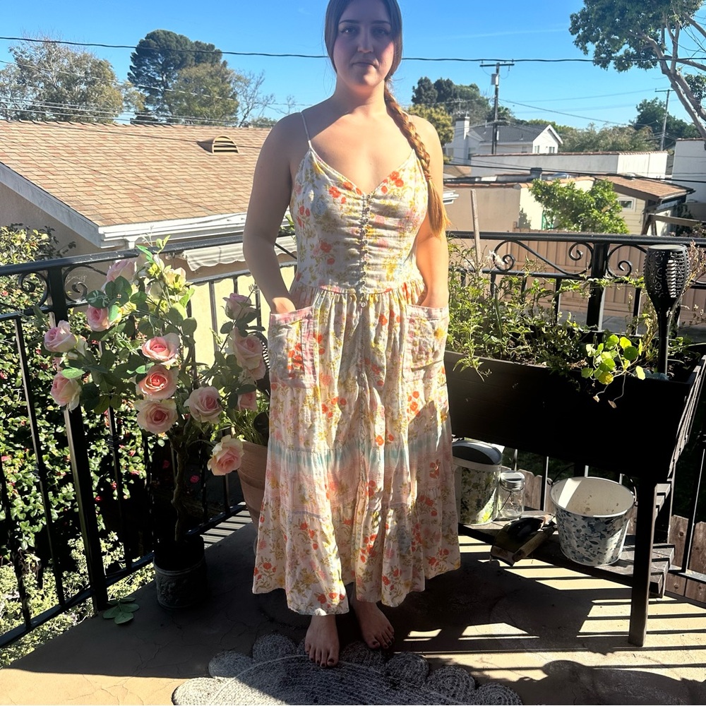 Spell Cream Maxi Dress with Pastel Floral Print - Picture 6 of 7